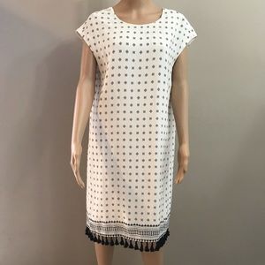 Madewell tassels white black shift dress Sz M